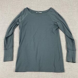 Peruvian Connection Shirt Womens XL Blue Boat Neck Long Sleeve Tunic Pima Button